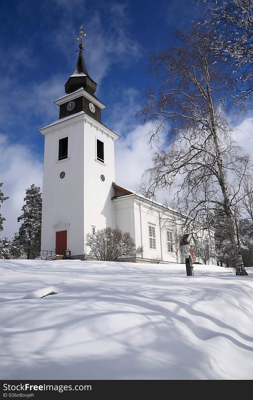 A church in the winter