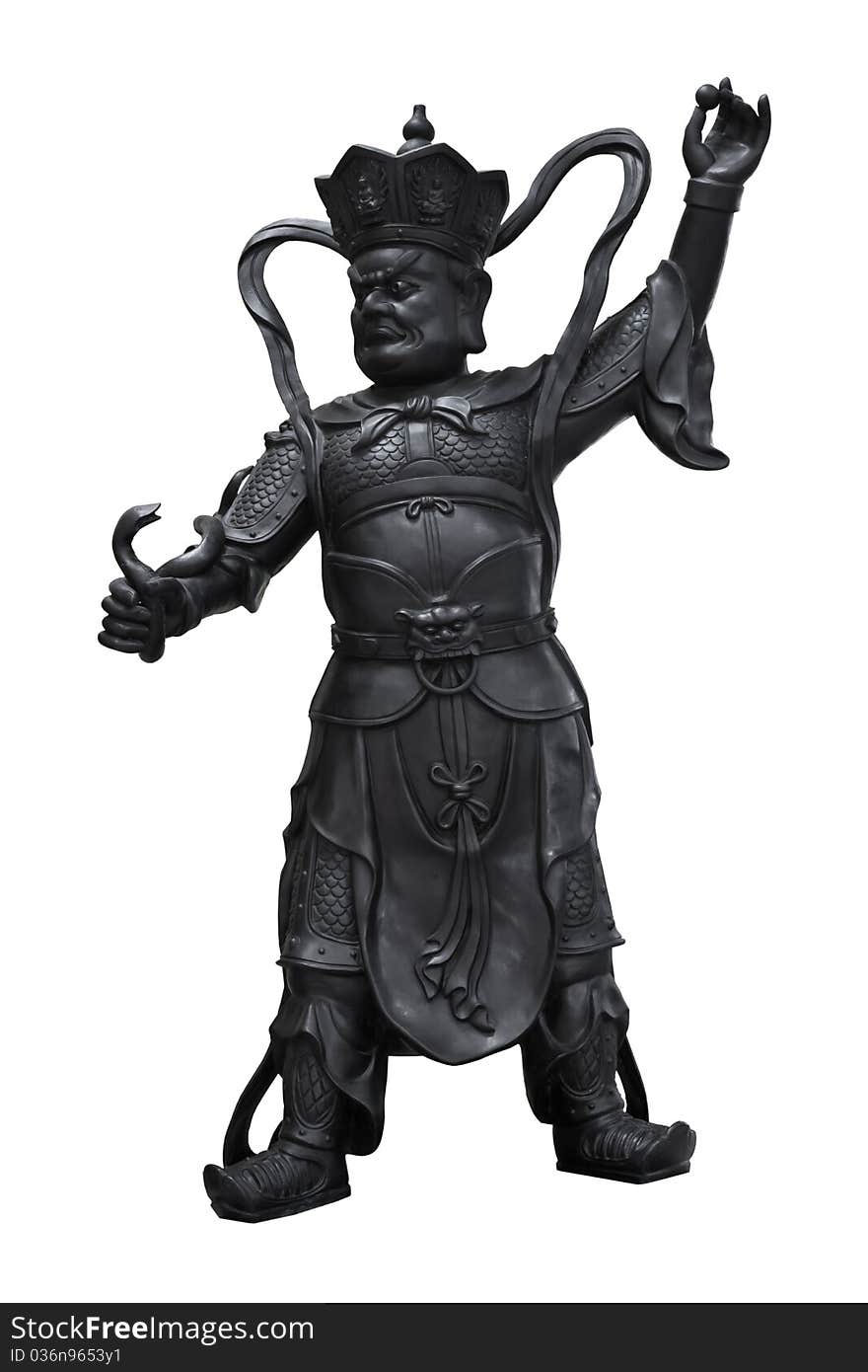 Chinese god statue on white background