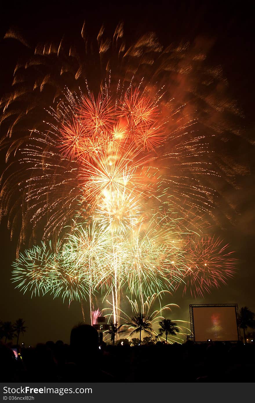 Fireworks Exploding at Bangkok, Thailand