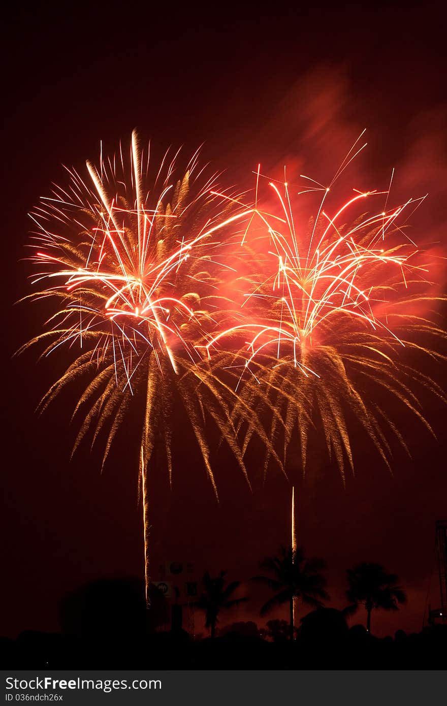 Fireworks Exploding at Bangkok, Thailand