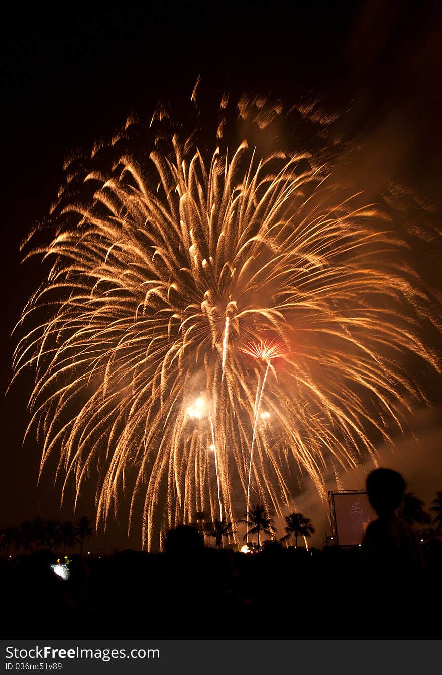 Fireworks Exploding at Bangkok, Thailand