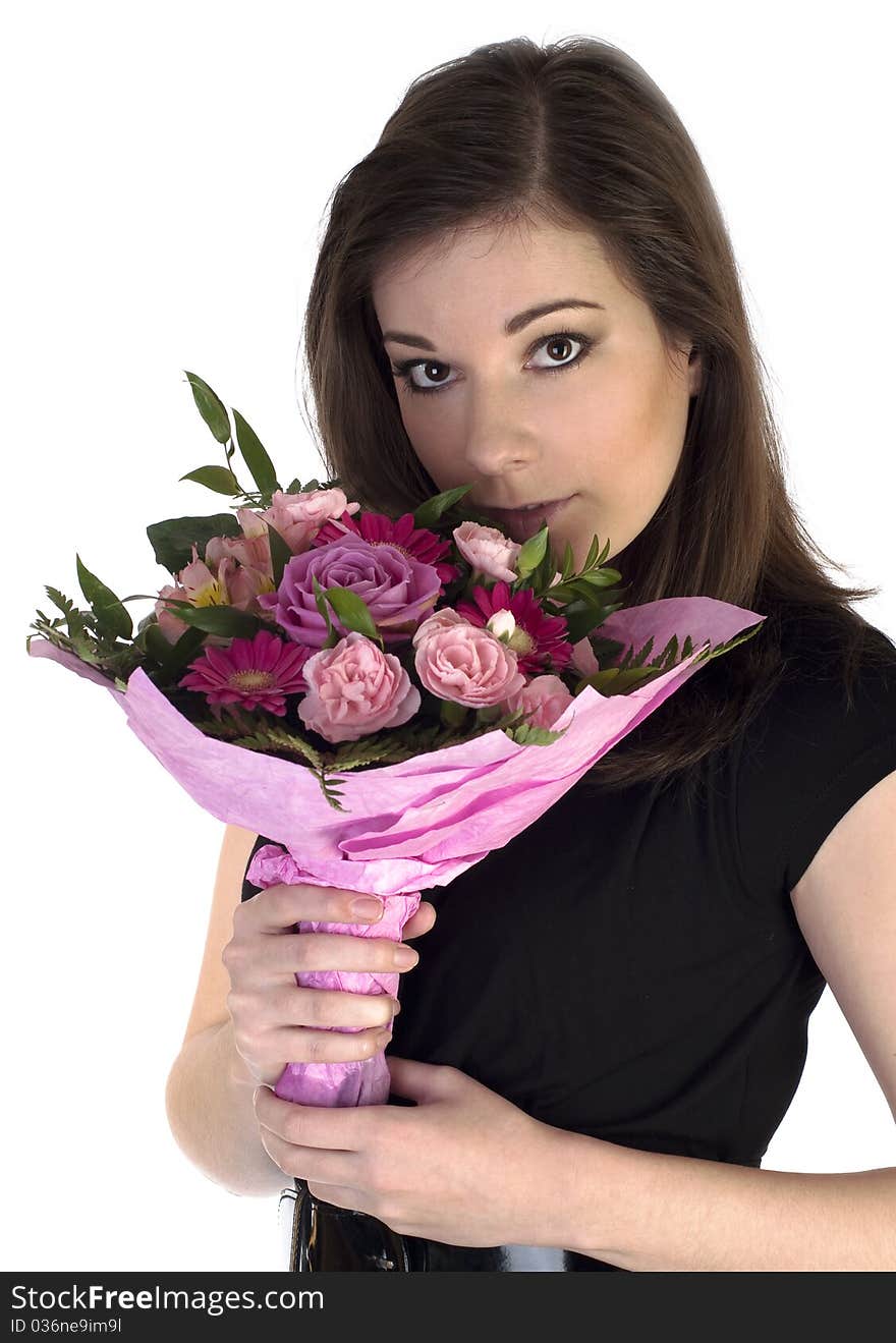 Beautiful women holding flowers