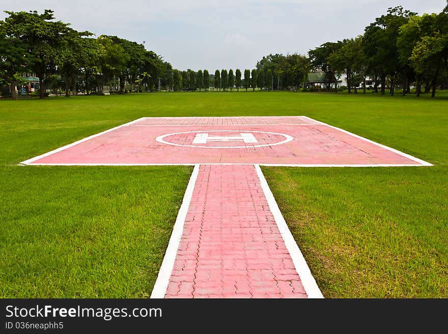 Heliport for helicopter  in lopburi of Thailand