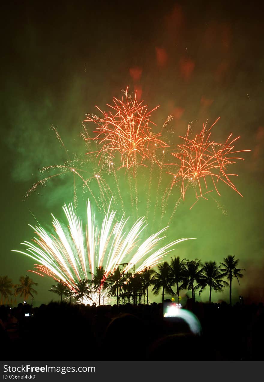 Fireworks Exploding at Bangkok, Thailand