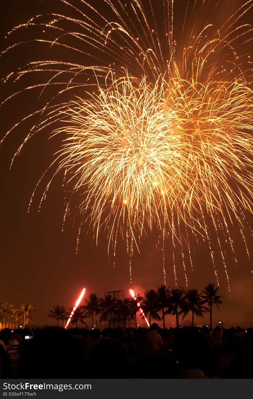 Fireworks Exploding at Bangkok, Thailand