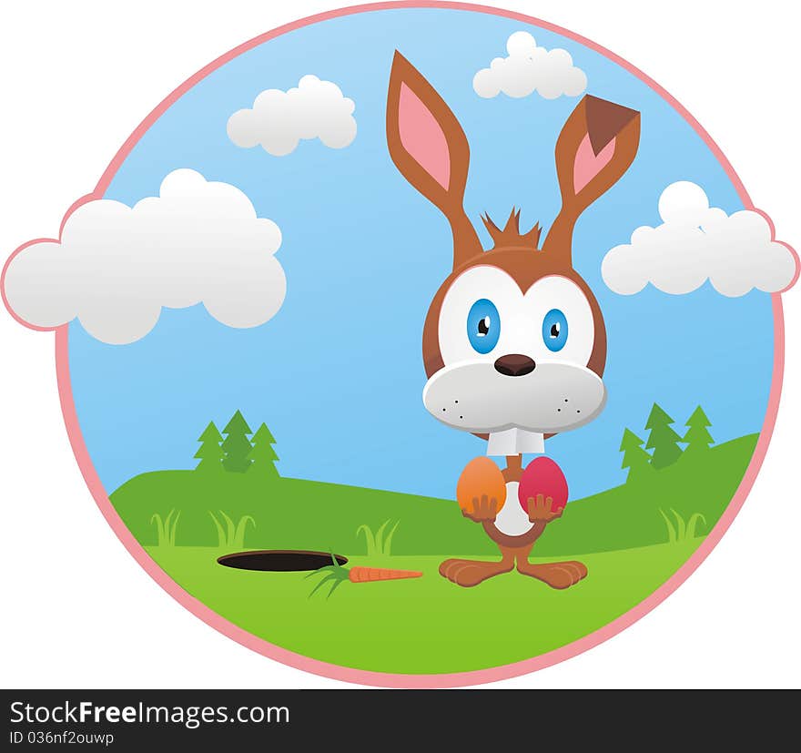 Funny illustration with cartoon bunny