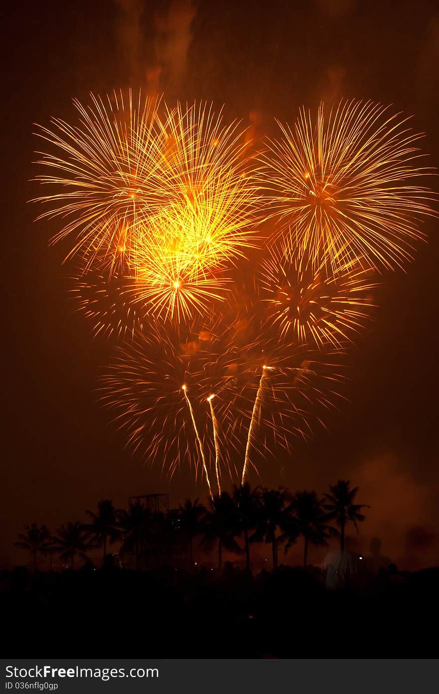 Fireworks Exploding at Bangkok, Thailand