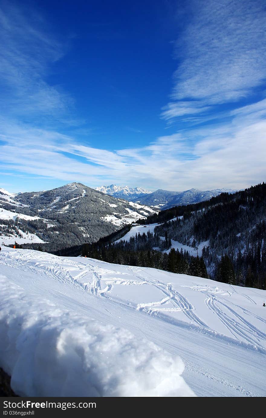 Skiing slopes in the Austrian Alps. Skiing slopes in the Austrian Alps