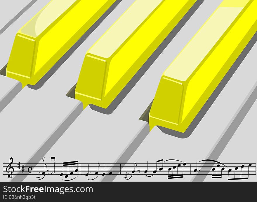 Sheet music and piano keys