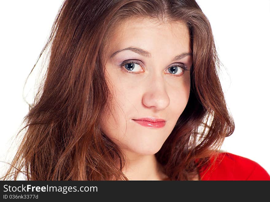 Attractive young woman in studio. Isolated on white background. Attractive young woman in studio. Isolated on white background.