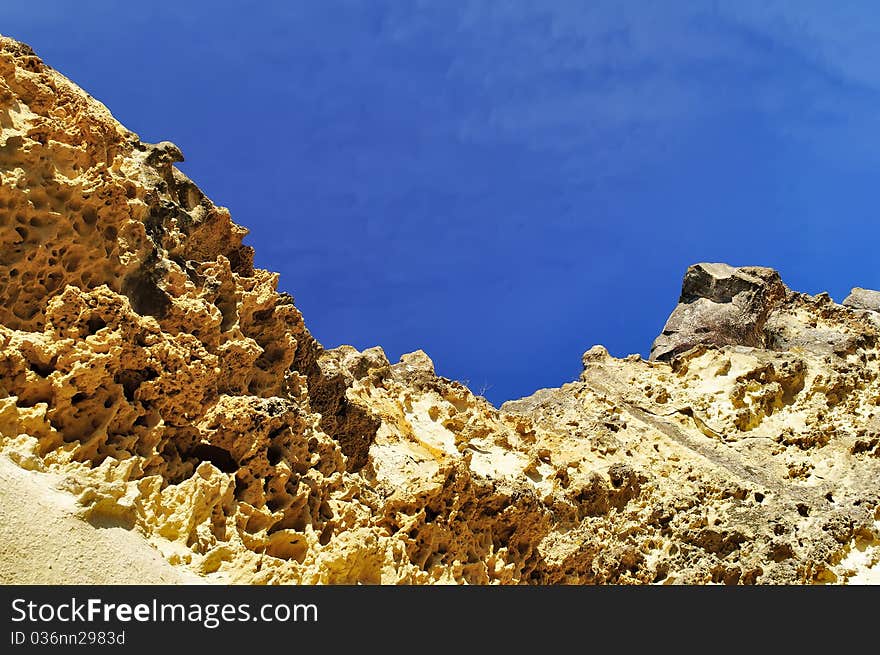 Rocky ledges in the cave city of Buckley in Crimea