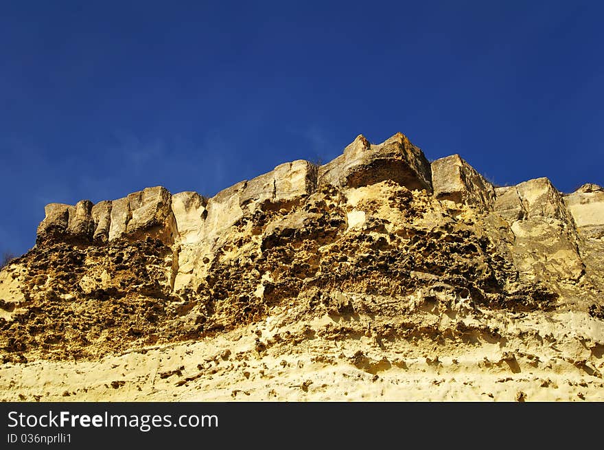 Rocky ledges in the cave city of Buckley in Crimea