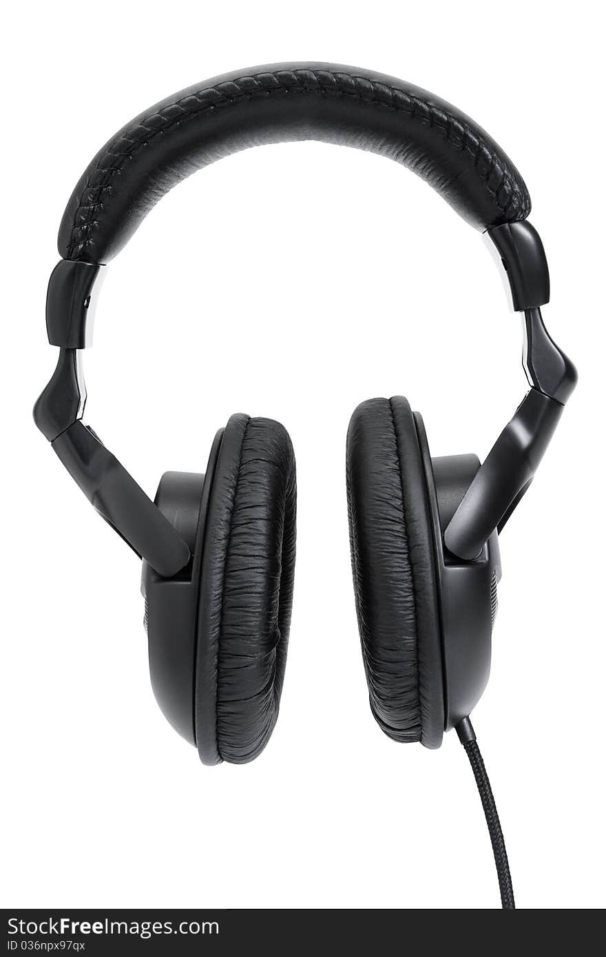 Black headphones isolated on white