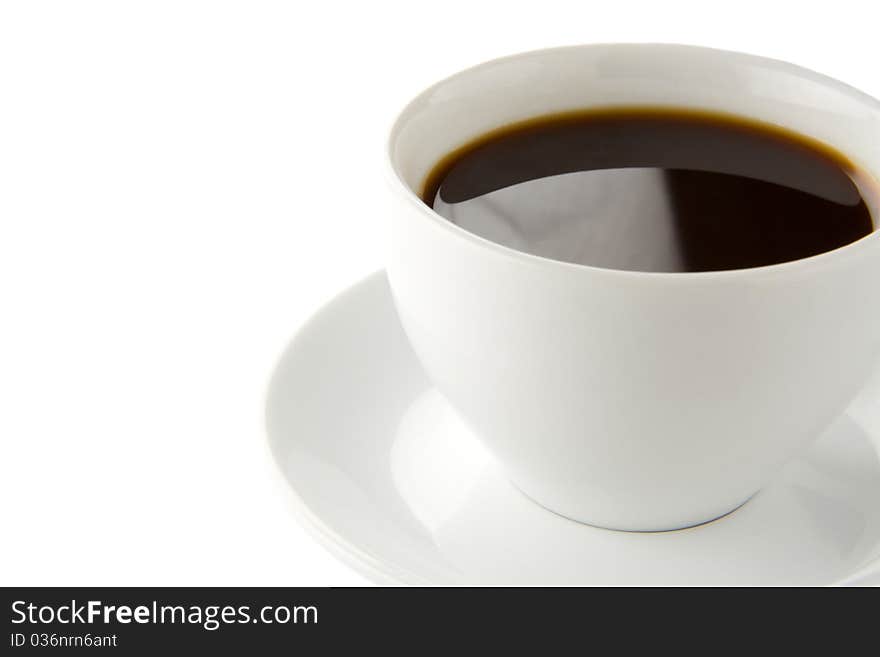 Cup full of coffee isolated on white