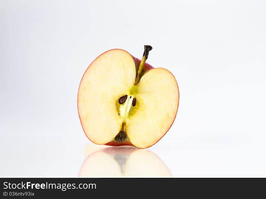 Fresh red apple on white background