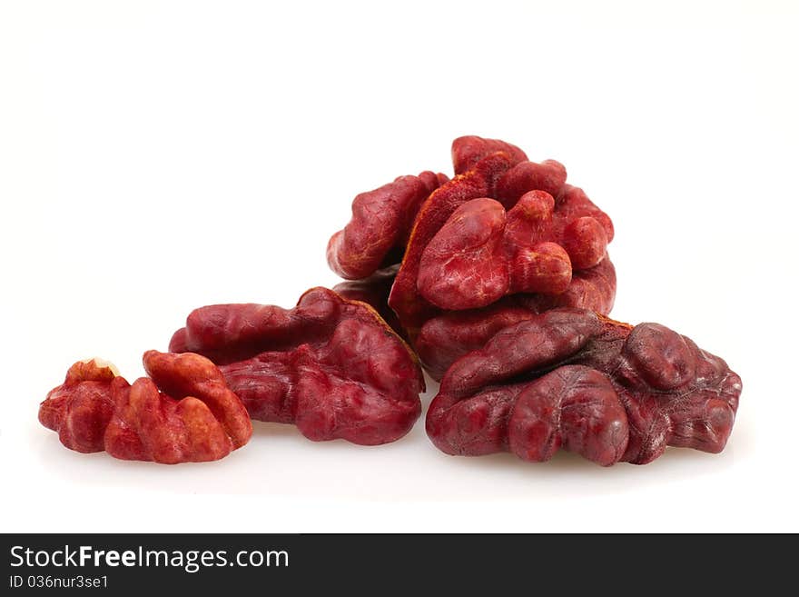 Red Walnut on a white background