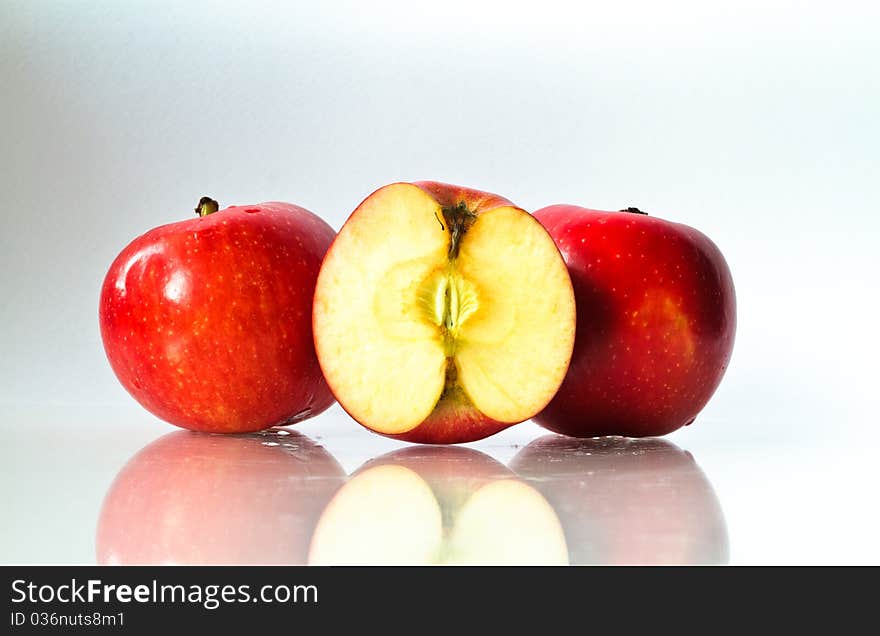 Fresh red apple on white background