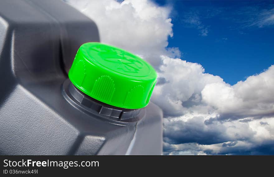 Plastic bottle and sky background