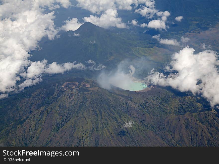 Volcanic lake on the indonesian island Java