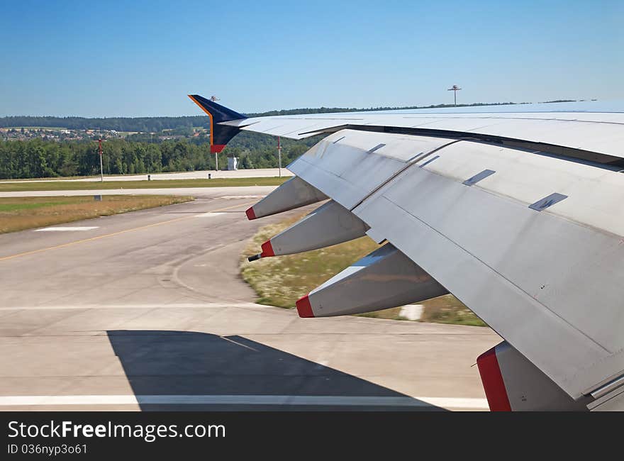 Civil aircraft taking off at the Zurich Airport