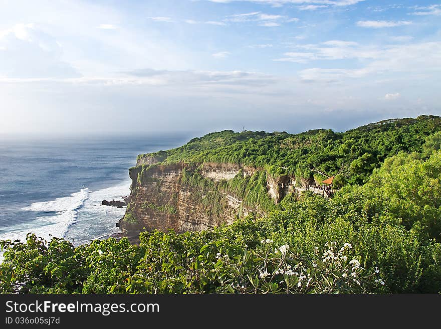 Rocky beach near Ulawatu temple on Bali, Indonesia