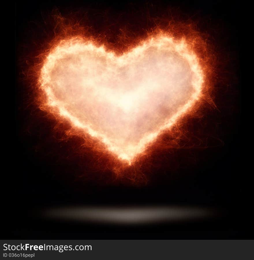 Abstract flaming heart shape illustration. Abstract flaming heart shape illustration