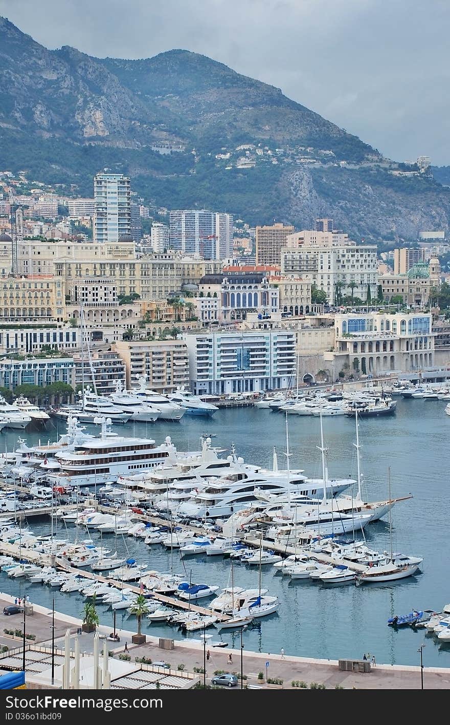 Monaco, view of Port Hercule and Monte-Carlo. Monaco, view of Port Hercule and Monte-Carlo.