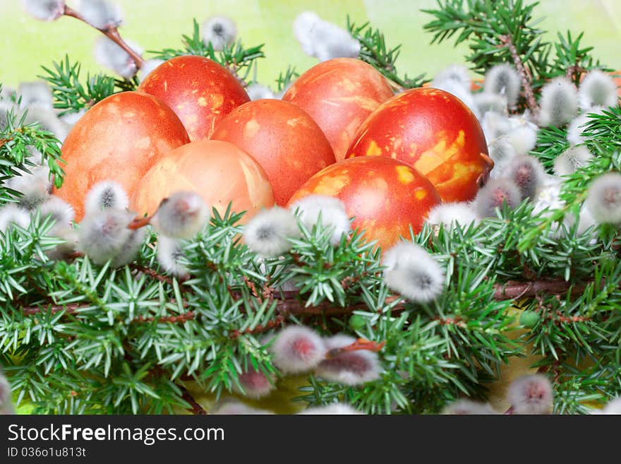 Decoration of easter eggs