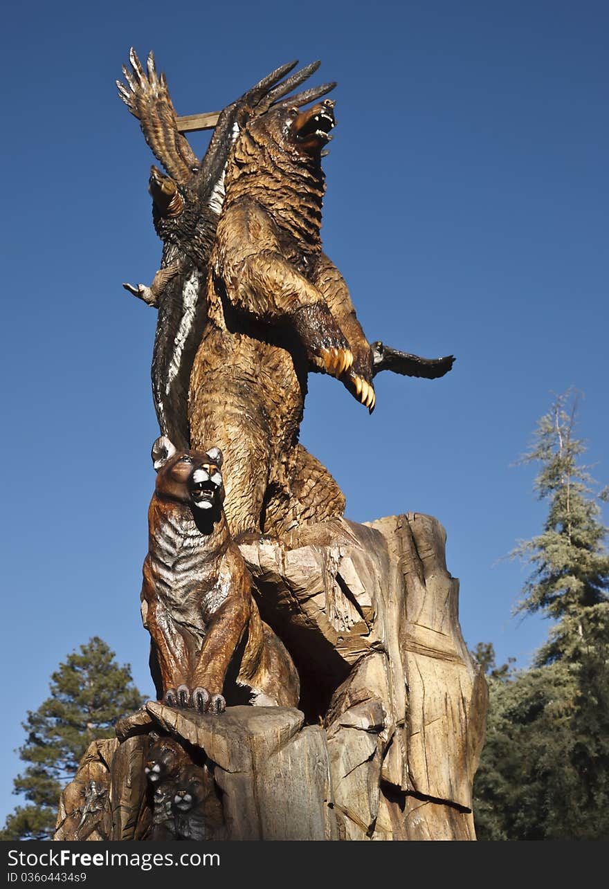 Wood carving, Idyllwild, California