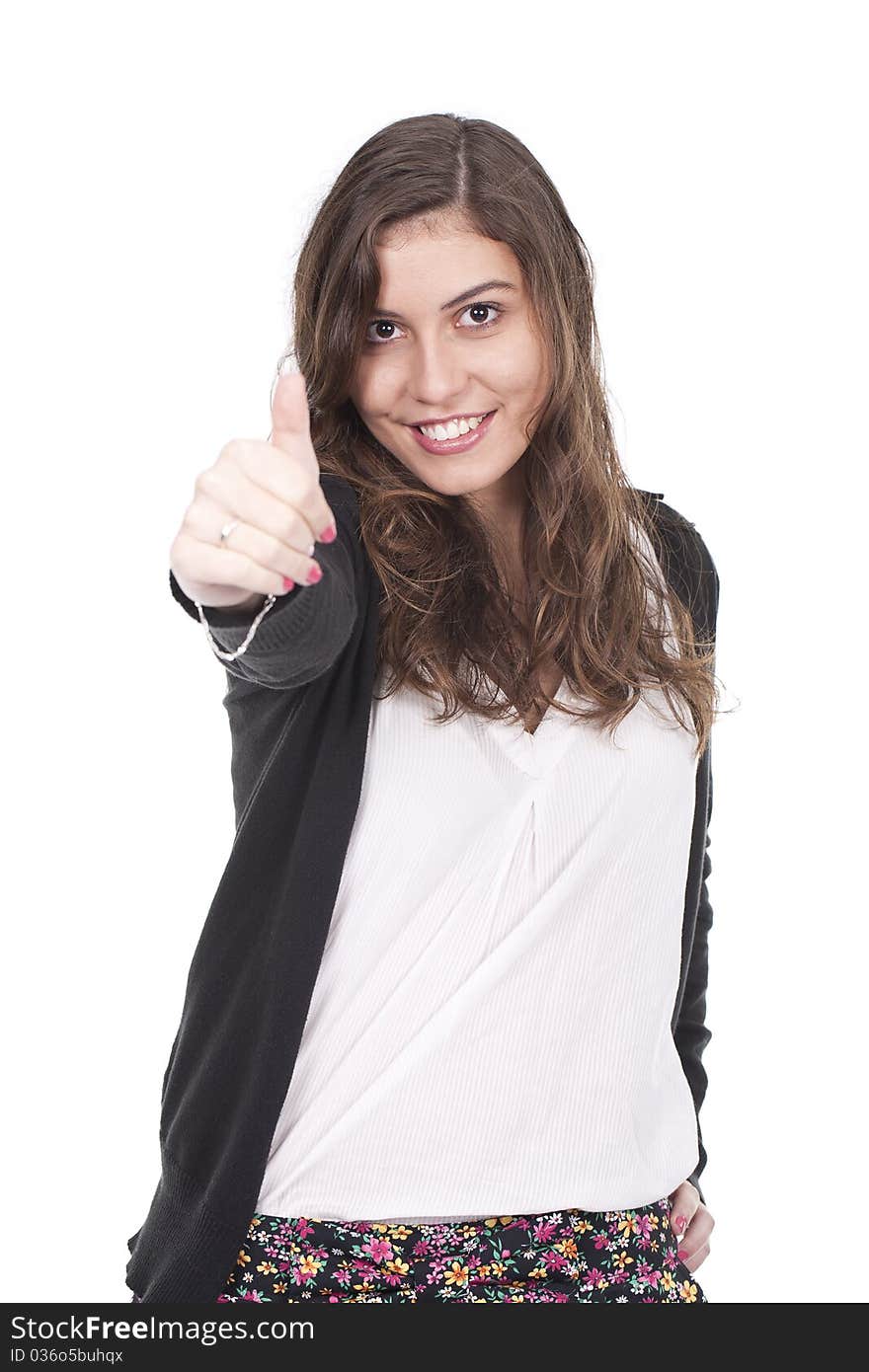 Woman making ok sign