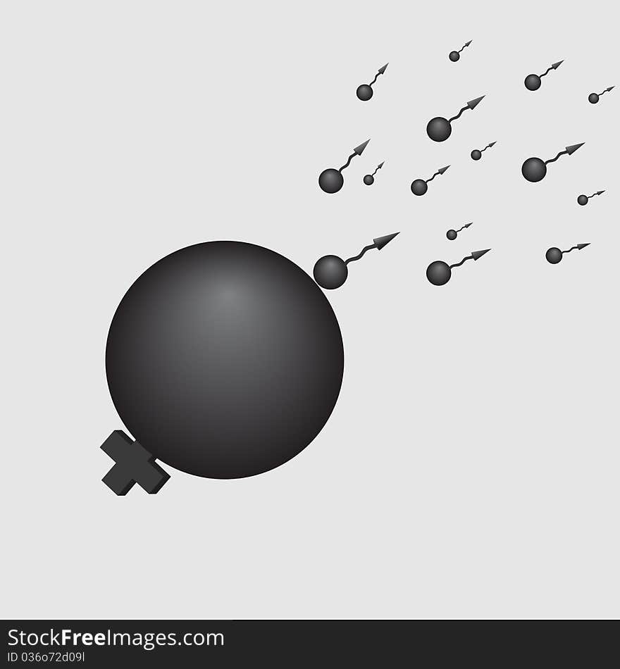 Symbolic representation of the fertilization process, vector illustration, eps10