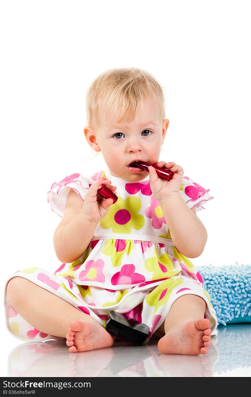 Beautiful Baby Girl With Lipstick