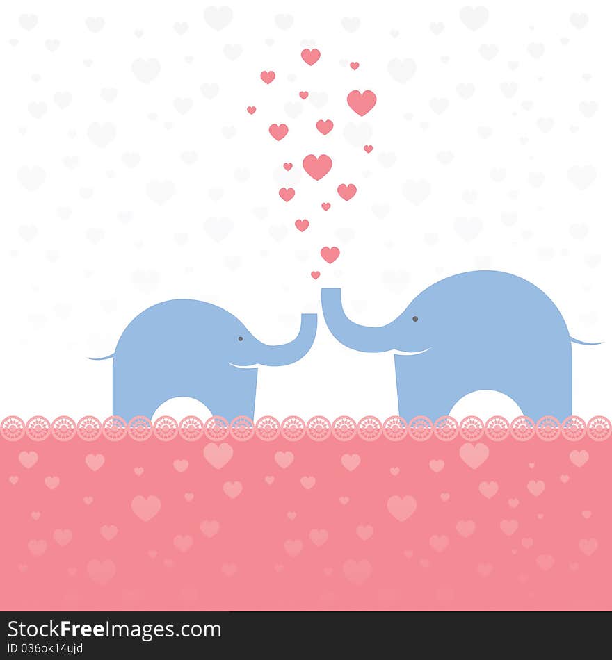 Valentine's  background with elephant for you.  illustration. Valentine's  background with elephant for you.  illustration