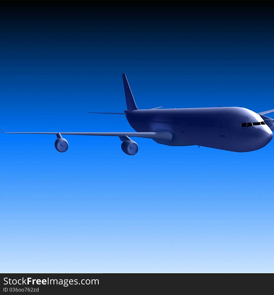 Isolated Plane, Taking Off - 3d render. Isolated Plane, Taking Off - 3d render