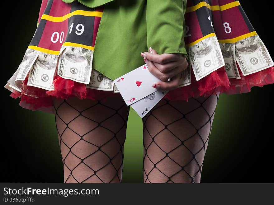 lady with 2 aces in hand. lady with 2 aces in hand