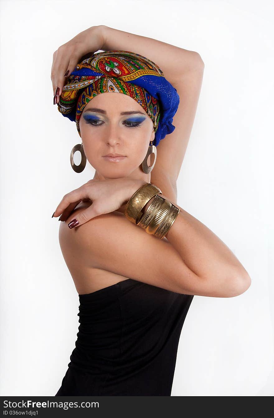 Attractive Woman In  Oriental Turban