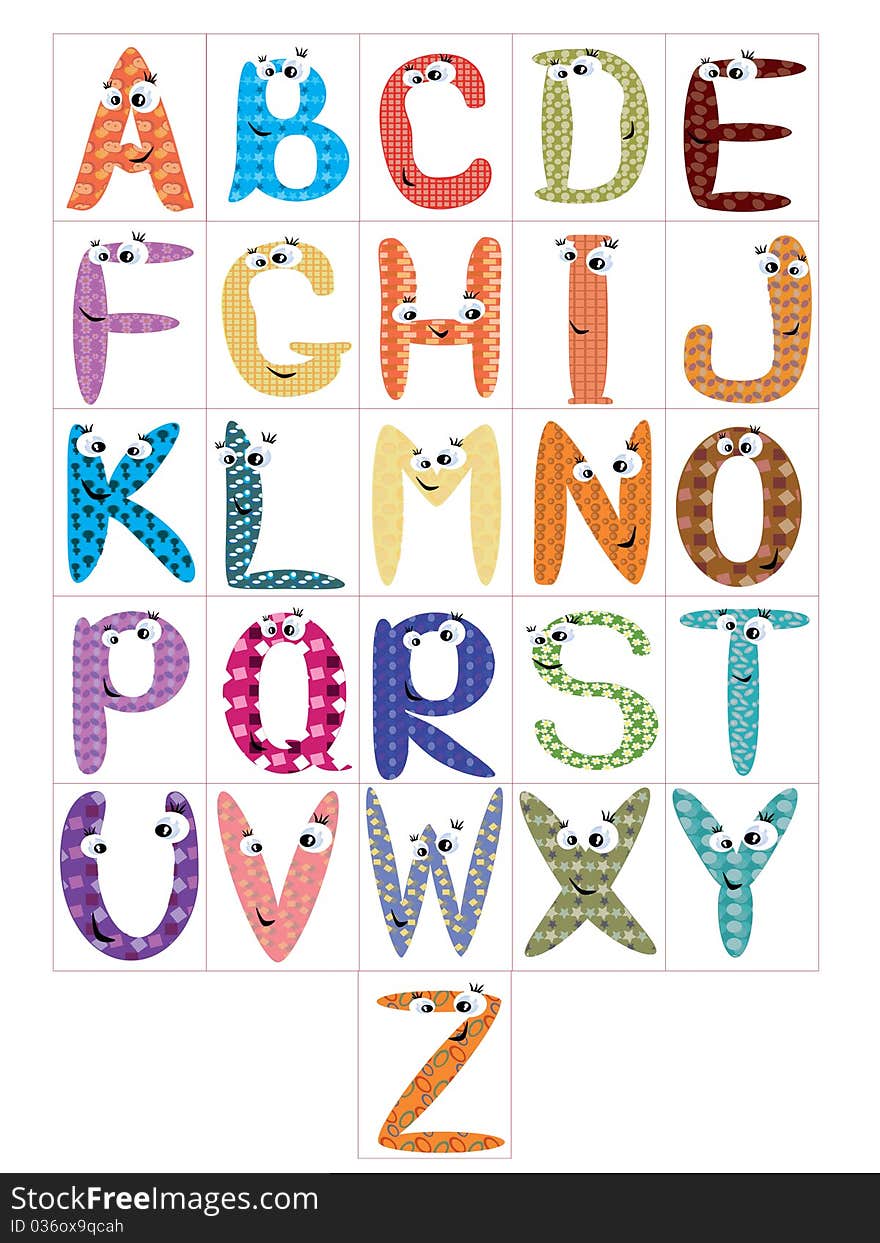 Alphabet,set letters with eyes. Alphabet,set letters with eyes