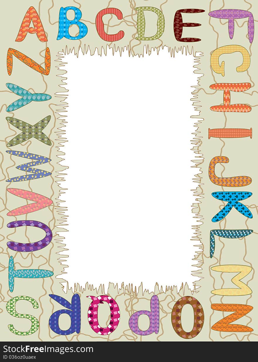 Alphabet frame,set letters with textures. Alphabet frame,set letters with textures