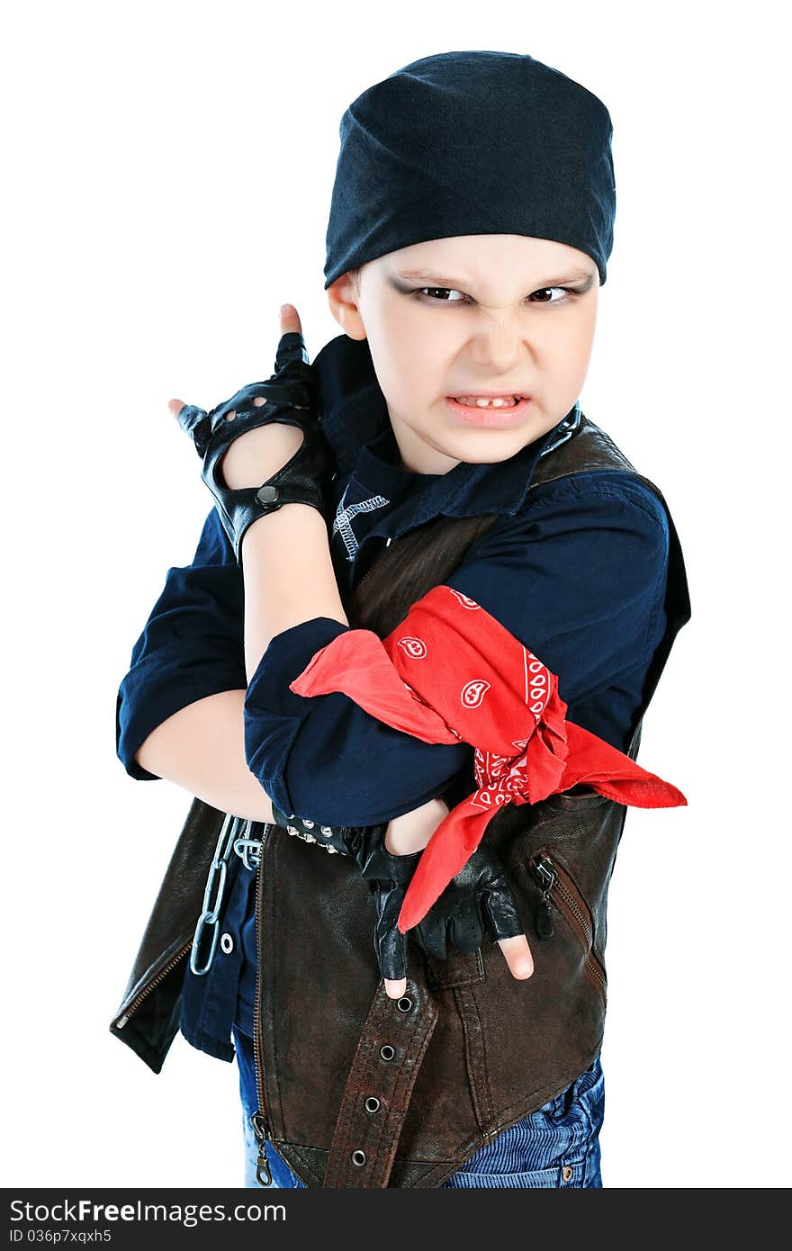 Shot of a little boy singing rock music in studio. Isolated over white background. Shot of a little boy singing rock music in studio. Isolated over white background.