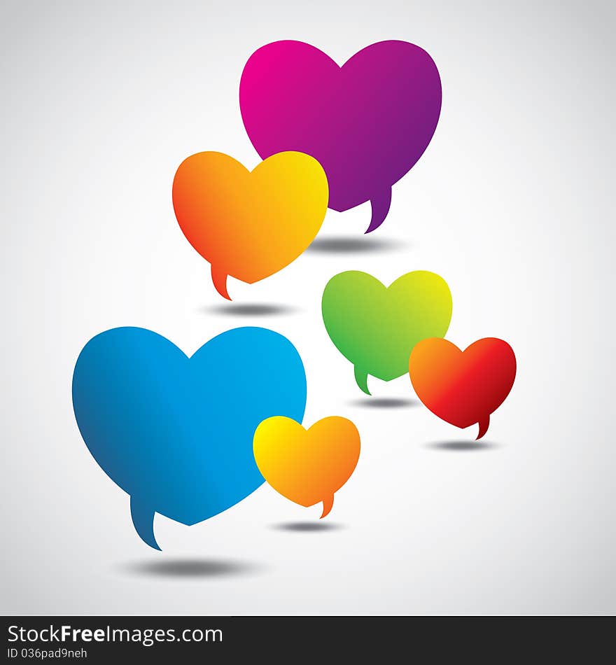 Vector bubbles for speech created with hearts.