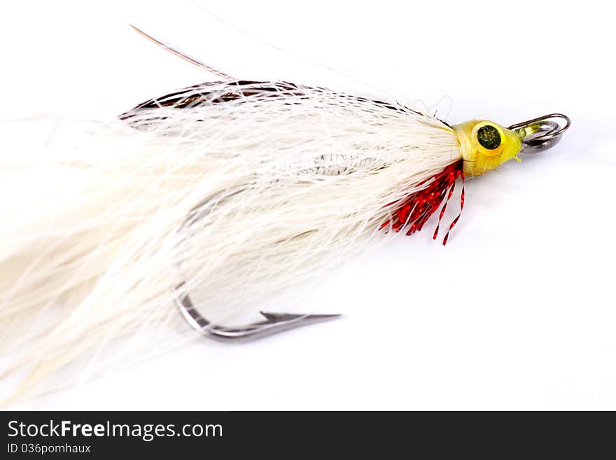 Deceiver style salt water fly isolated on a white background. Deceiver style salt water fly isolated on a white background