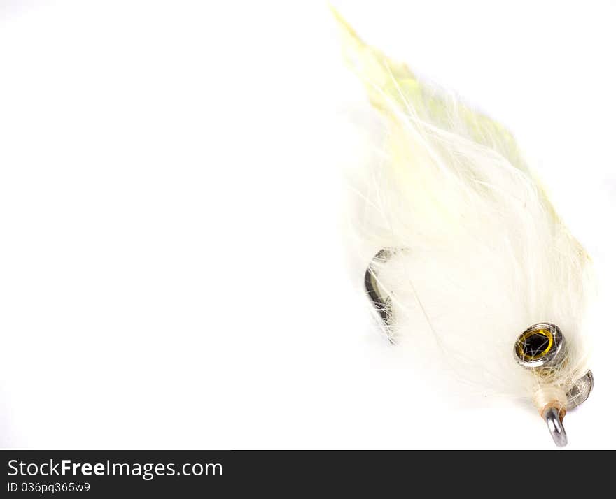 Deceiver style salt water fly isolated on a white background. Deceiver style salt water fly isolated on a white background