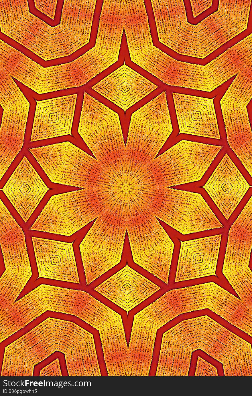 Golden flower kaleidoscope wallpaper pattern