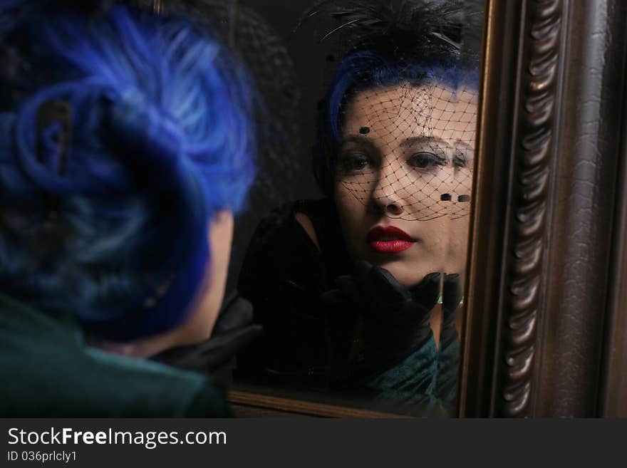 A sexy woman in the mirror. A sexy woman in the mirror