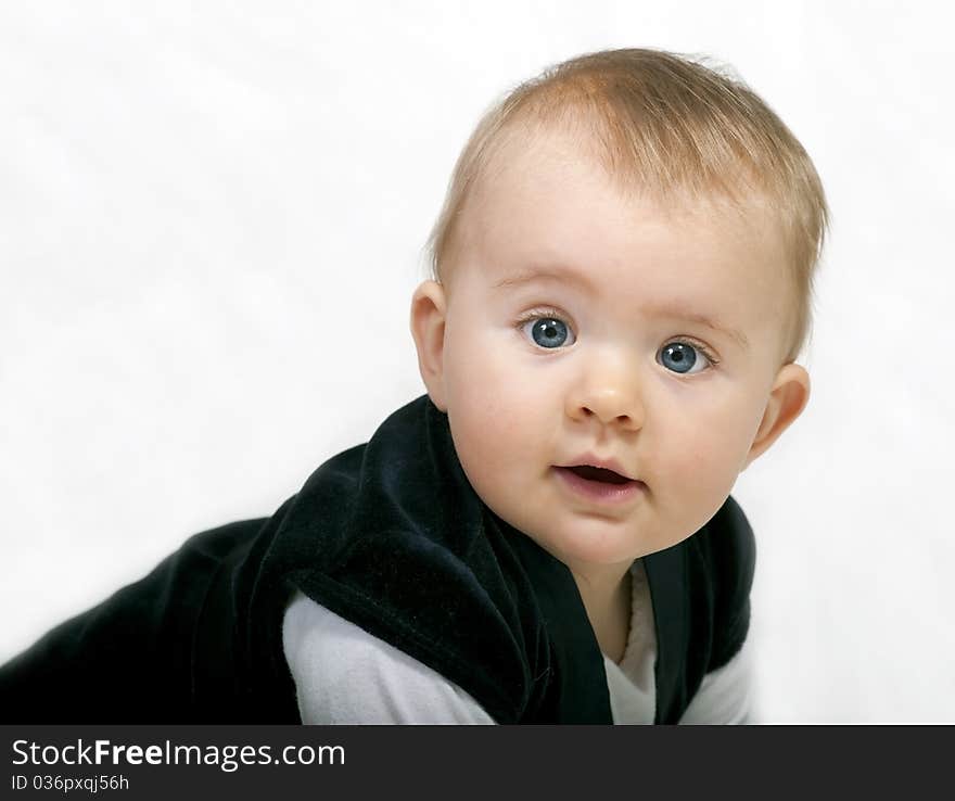 Cute baby portrait isolated on white. Cute baby portrait isolated on white