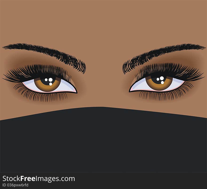 Face beautiful eastern woman.Illustration