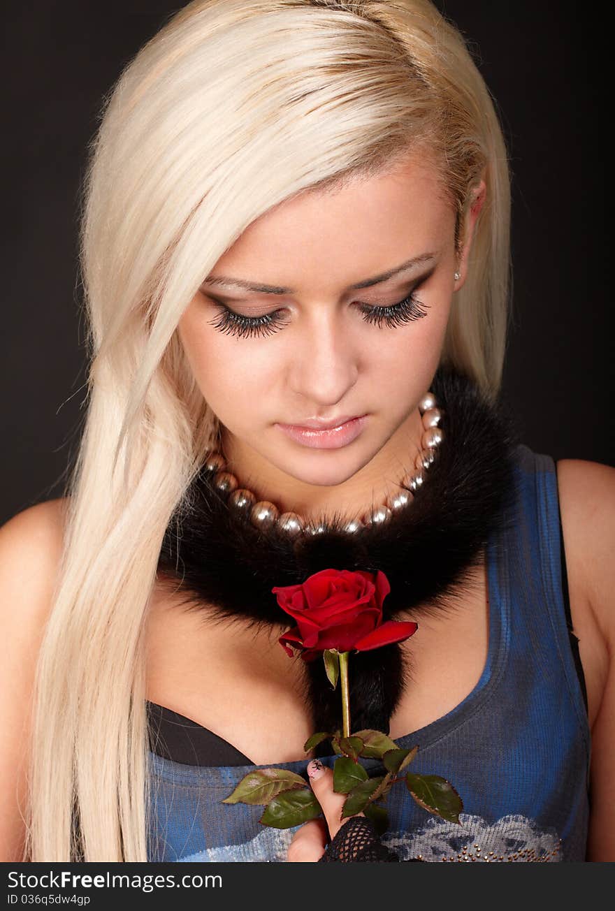 Portrait of beauty girl with rose