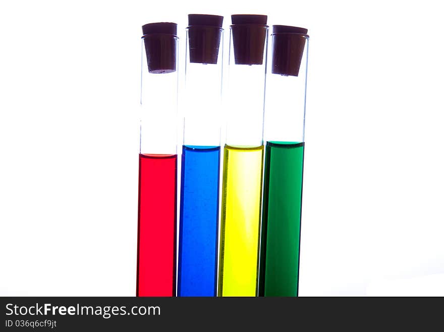 Labolatory Glassware With Colorful Fluids Isolated