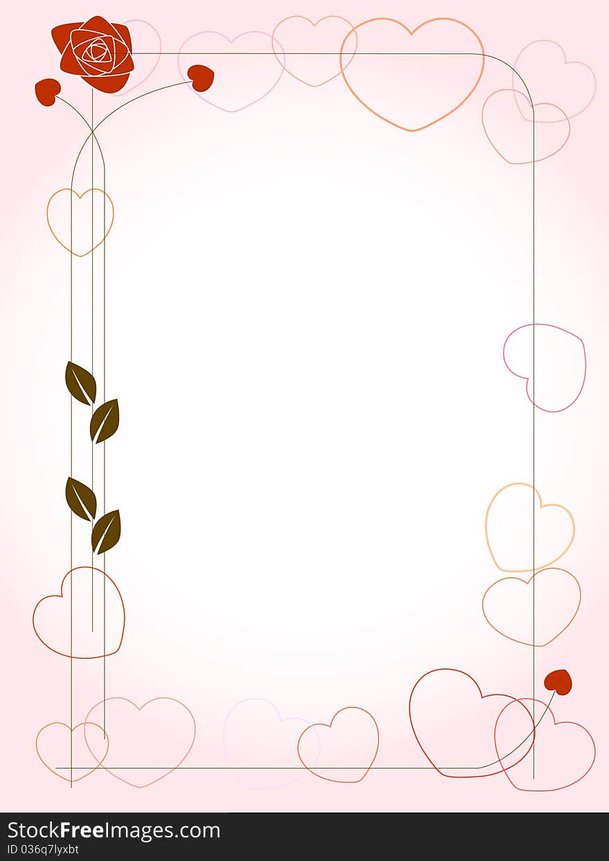 Vector background with hearts and rose