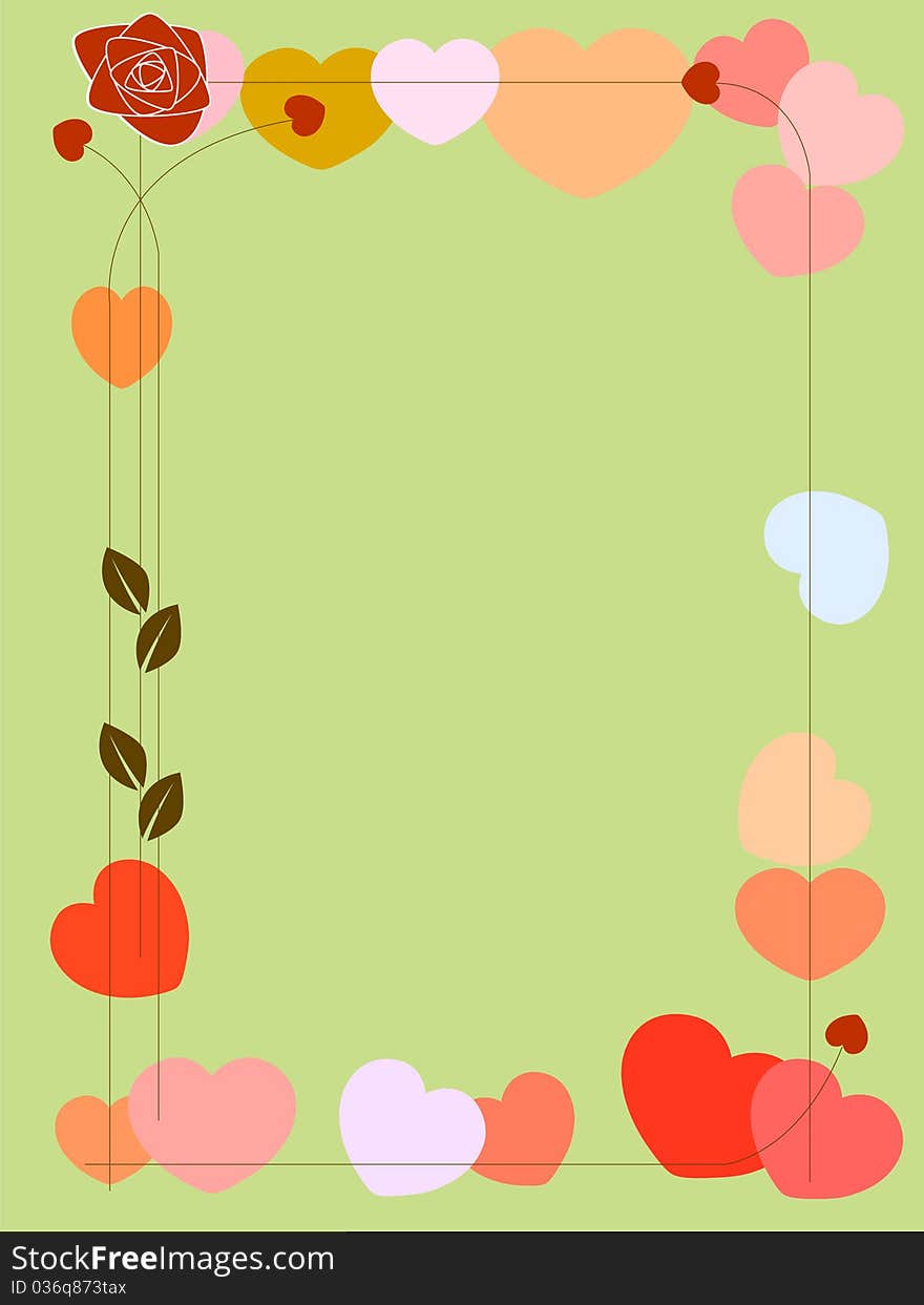 Vector background with hearts and rose